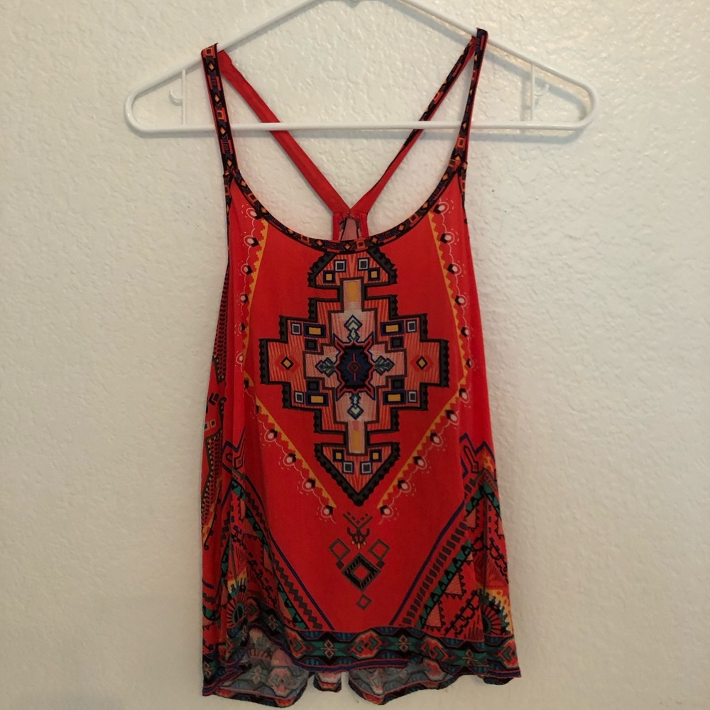 red aztec pattern tank